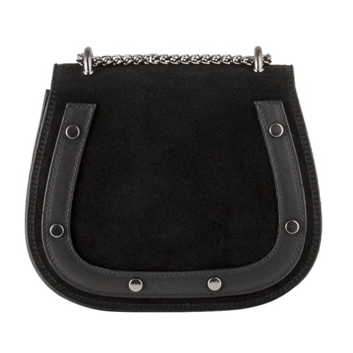 Mała torebka skórzana z zamszową klapką