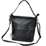 Czarny skórzany Worek Vera Pelle - dodatkowy regulowany pasek