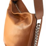 Torebka skórzana z łańcuchami Brązowa