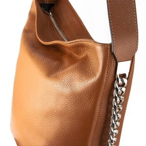 Torebka skórzana z łańcuchami Brązowa