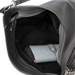 Skórzana torebka - worek z łańcuchami Popielaty / ciemno szary