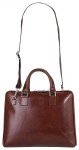Włoska Skórzana Aktówka Damska Vera Pelle - Brązowa