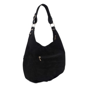 Włoska Torebka czarny worek zamszowy  