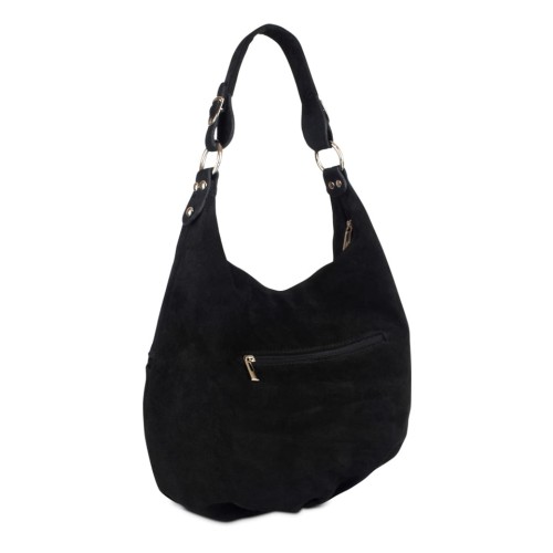 Włoska Torebka czarny worek zamszowy  