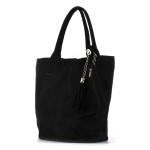 Skórzany zamszowy shopper czarny