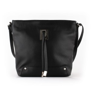 Skórzana Torebka Listonoszka Czarna
