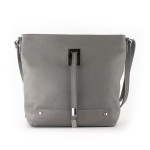 Włoska Torebka Skórzana Listonoszka Średnia Szara (id 597)