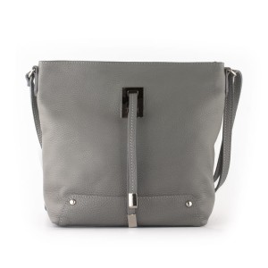 Torebka Skórzana Listonoszka Szara