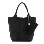 Zamszowy worek shopper czarny