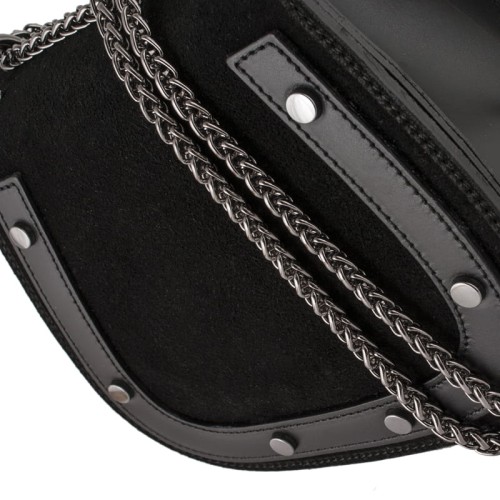 Mała torebka skórzana z zamszową klapką