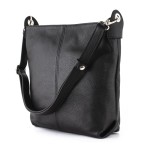 Włoska Torebka Worek ze Skóry Czarny