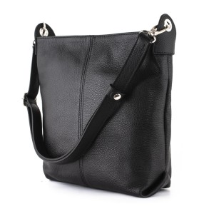 Włoska Torebka Worek ze Skóry Czarny