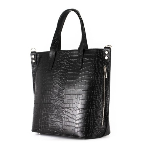 Włoski Shopper Bag XL Skóra Krokodyla