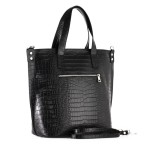 Duża Włoska  Czarna Torebka - Skóra Krokodyla