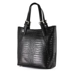 Vera Pelle Duża Czarna Torebka - Skóra Aligatora