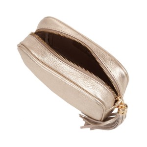 Mała Złota Torebka Listonoszka ze Skóry