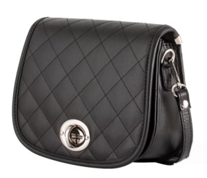 Czarna Pikowana Torebka skórzana Listonoszka - chanelka