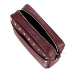 Brązowa skórzana  listonoszka z ćwiekami