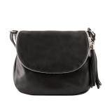 Czarna skórzana torebka z klapką