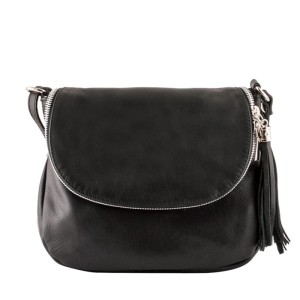 Czarna skórzana torebka z klapką