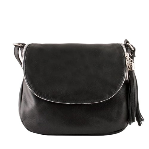 Czarna skórzana torebka z klapką