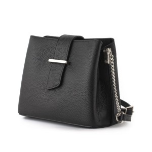 Skórzana Torebka Kuferek z Łańcuszkiem