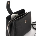 Trzykomorowa Torebka Kuferek z Łańcuszkiem Czarna