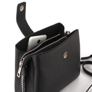 Trzykomorowa Torebka Kuferek z Łańcuszkiem Czarna