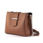  Skórzana Mała Torebka Kuferek z Łańcuszkiem  Brązowa (id 743)               