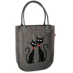 Torebka Shopper z nadrukiem w dwa czarne koty (id 751)