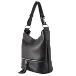 Torebka worek ze skóry na regulowanym uchu - czarny