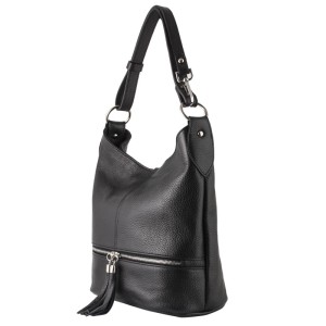 Torebka worek ze skóry na regulowanym uchu - czarny