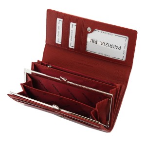 Portfel skórzany damski- wnętrze zapięcie na bigiel