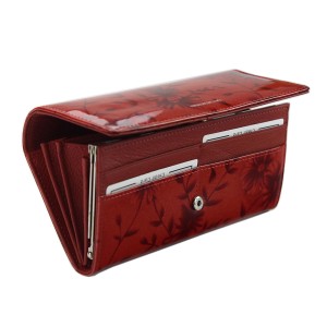 Portfel damski ze skóry z motywem kwiatowym