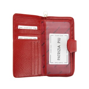 Damski portfel ze skóry- wnętrze zapinane na zatrzask