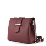  Skórzana Mała Torebka Kuferek z Łańcuszkiem Bordowa (id 739)