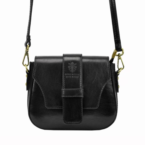 Czarna skórzana torebka istonoszka z kapką