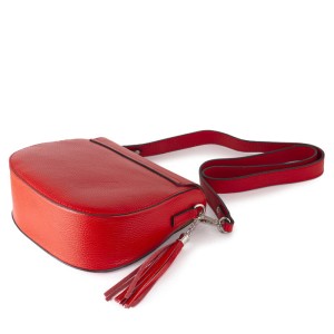 Torebka skórzana listonoszka z ozdobnym frędzlem - tył