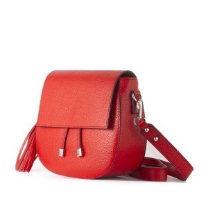 Czerwona torebka - listonoszka z klapką ze skóry