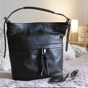 Włoska Skórzana Torebka - Czarny Worek