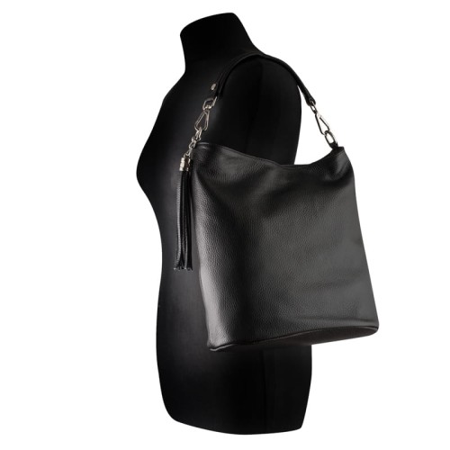 Czarny skórzany worek