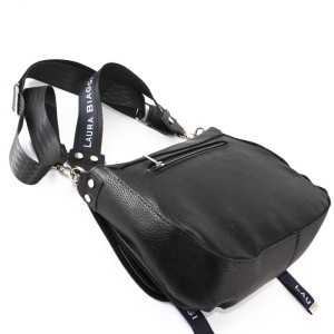 Laura Biaggi czarna torebka listonoszka eko skóra - tył