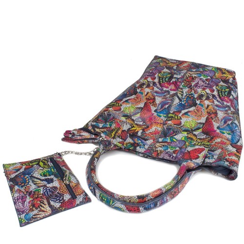  Kolorowe motyle Skórzana torebka - Worek