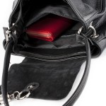 Vera Pelle Skórzana Torebka z zamszową klapką