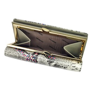 Skórzany portfel damski Patrizia Piu  z biglem - skóra węża