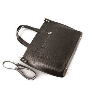 Skórzana torebka shopperka motyw skóry krokodyla-tył