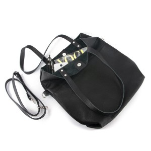 Duży shopper/worek ze skóry czarny