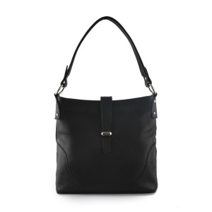 Czarna klasyczna torebka worek ze skóry