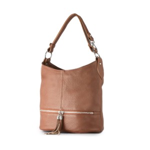 Brązowa  torebka worek ze skóry regulowane ucho