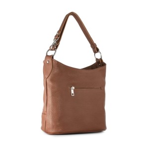 Torebka skórzana worek brązowa - tył